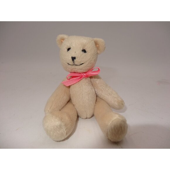 American Girl Baby Teddy Bear Jointed Plush 6" with Pink Ribbon bow - Picture 3 of 8